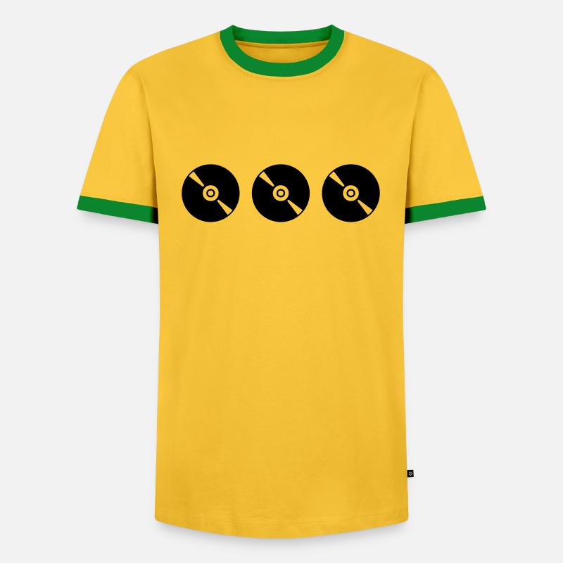 Discs - Men's Ringer Shirt - yellow/green 