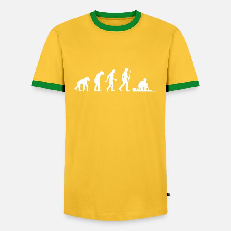 Bodenleger Evolution - Männer Kontrast-T-Shirt - Gelb/Grün 
