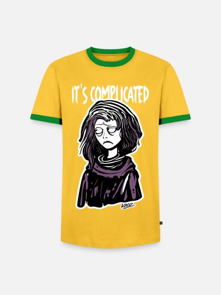 It's Complicated Karikatur Shirt - Männer Kontrast-T-Shirt - Gelb/Grün