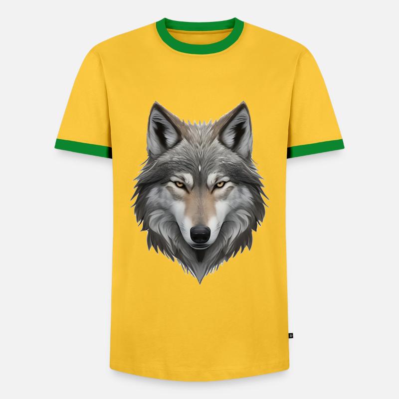 Wolf's head - Men's Ringer Shirt - yellow/green 