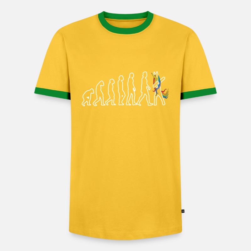 Evolution Einhorn dabbend - Männer Kontrast-T-Shirt - Gelb/Grün
