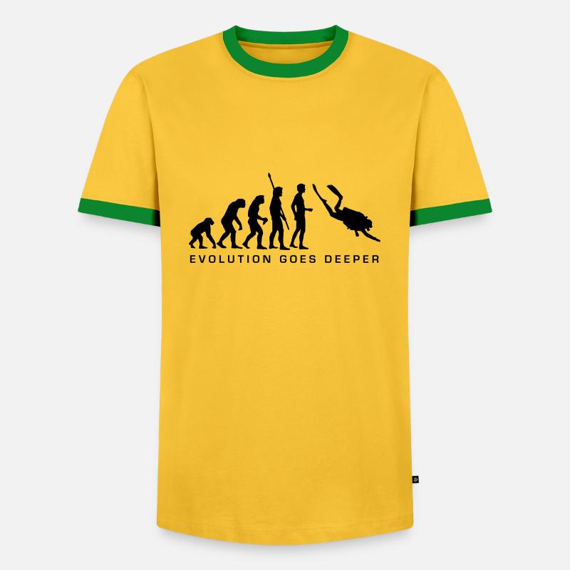 evolution_taucher_b - Männer Kontrast-T-Shirt - Gelb/Grün 