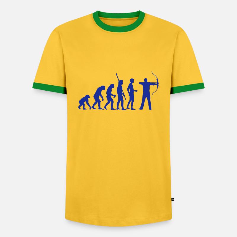evolution_bogenschiessen - Männer Kontrast-T-Shirt - Gelb/Grün 