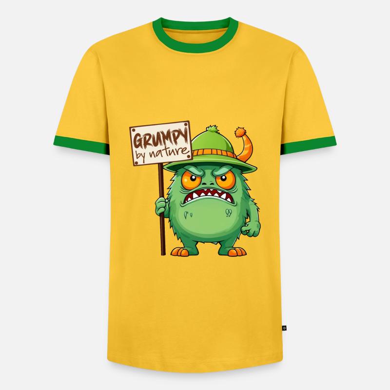 Funny monster grumpy grumpy bad-tempered - Men's Ringer Shirt - yellow/green