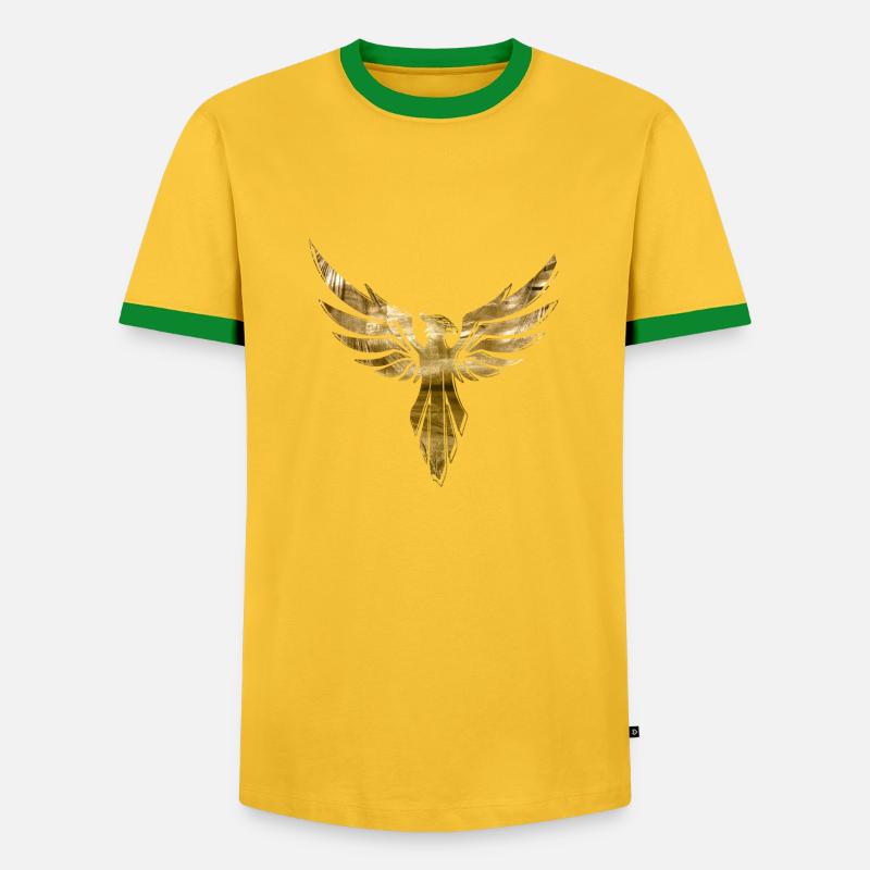 Phoenix,Bird,Graffiti,Gold - Men's Ringer Shirt - yellow/green 