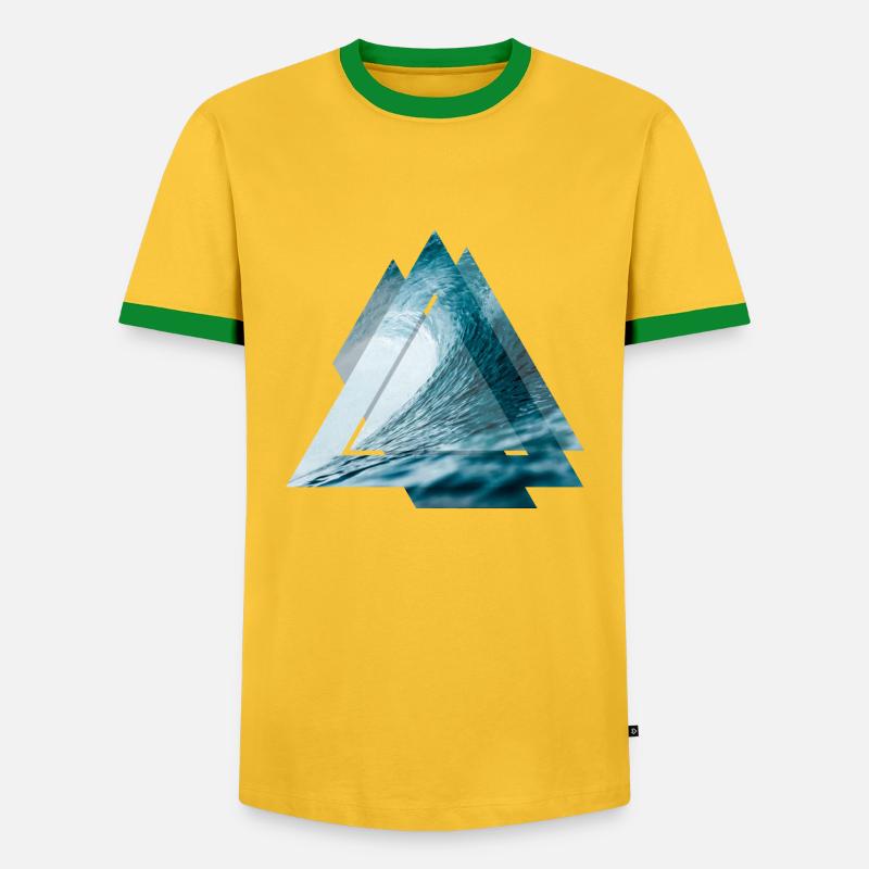 Triangle surfer wave - Men's Ringer Shirt - yellow/green 
