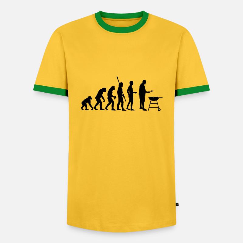 evolution_grill - Men's Ringer Shirt - yellow/green 
