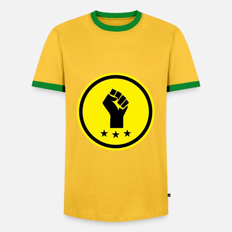 Hand Faust - Männer Kontrast-T-Shirt - Gelb/Grün 