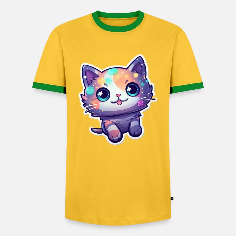 a cute kitty - Men's Ringer Shirt - yellow/green