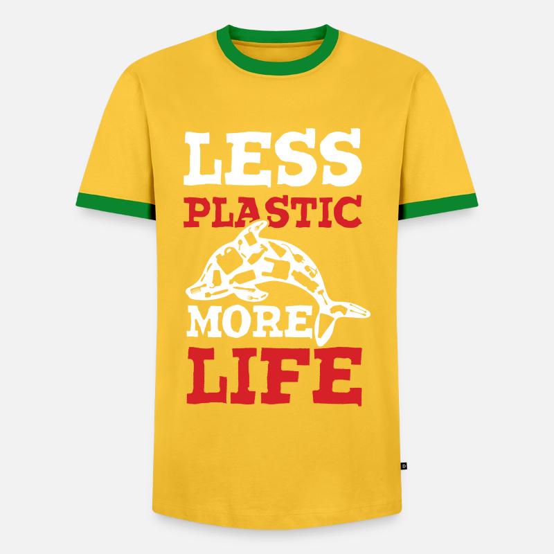 Plastic Save the Ocean - Men's Ringer Shirt - yellow/green 