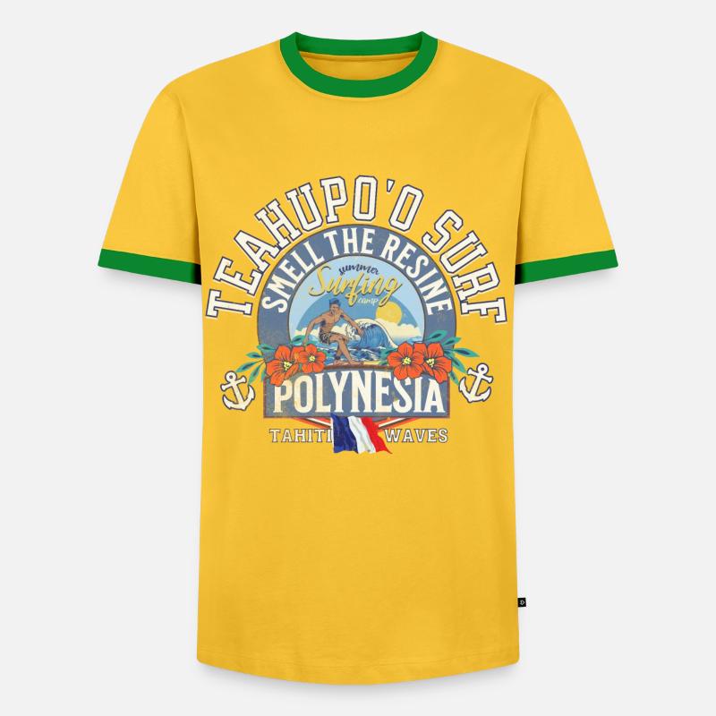Teahupoo Surf Polynesia - Men's Ringer Shirt - yellow/green 