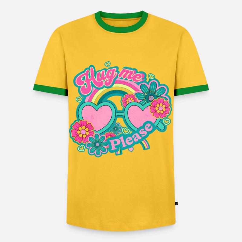 Umarme mich bitte, - Männer Kontrast-T-Shirt - Gelb/Grün 