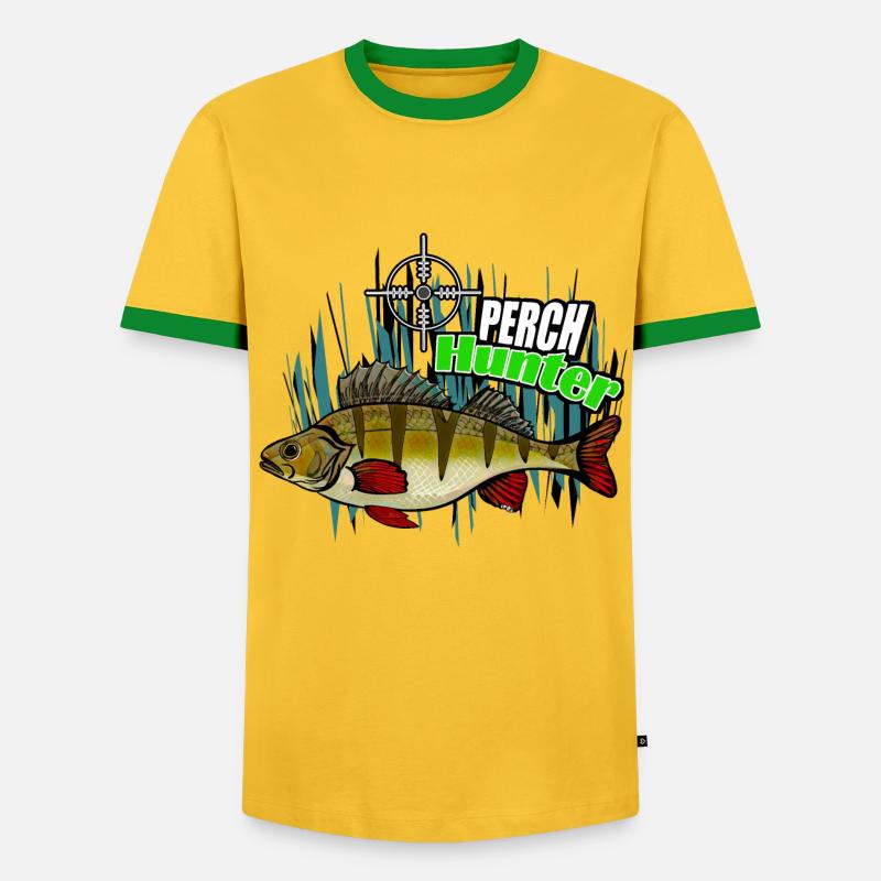 Barschjäger - Männer Kontrast-T-Shirt - Gelb/Grün 