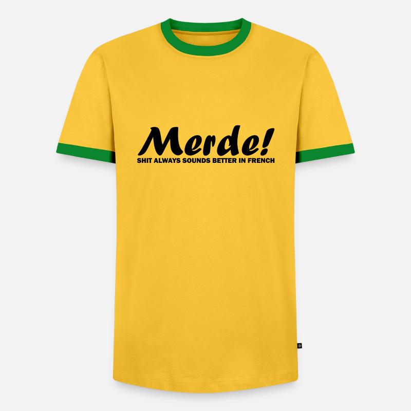 Merde! - Männer Kontrast-T-Shirt - Gelb/Grün 