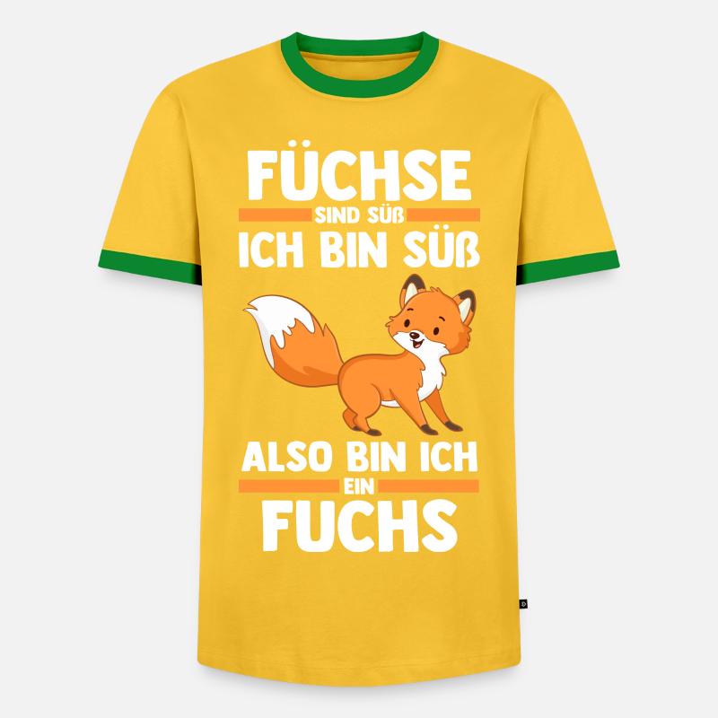 Fuchs - Männer Kontrast-T-Shirt - Gelb/Grün