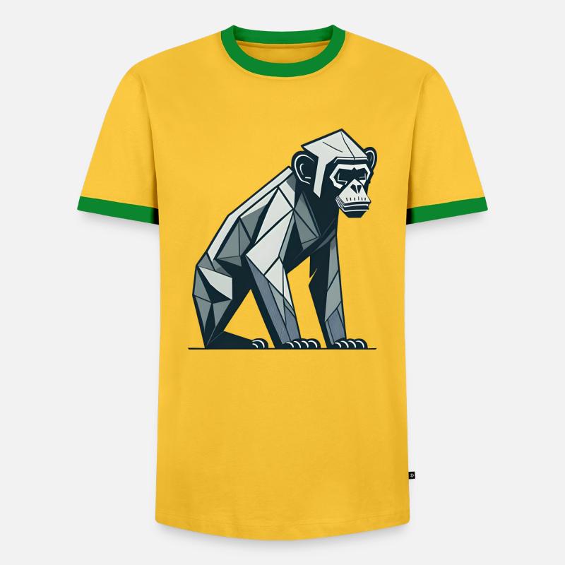 Polygon Monkey - Men's Ringer Shirt - yellow/green