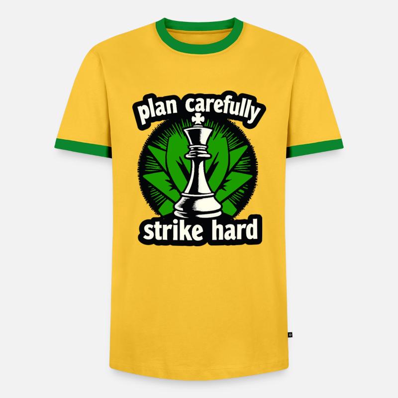 Schach plan carefully strike hard - Men's Ringer Shirt - yellow/green 