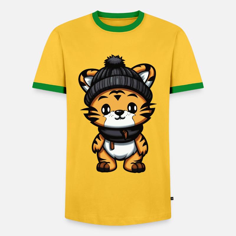 Tiger Winter Comic - Men's Ringer Shirt - yellow/green