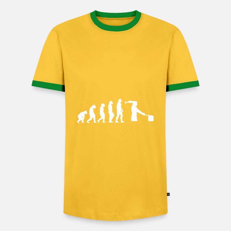 Evolution Schlosser - Männer Kontrast-T-Shirt - Gelb/Grün 
