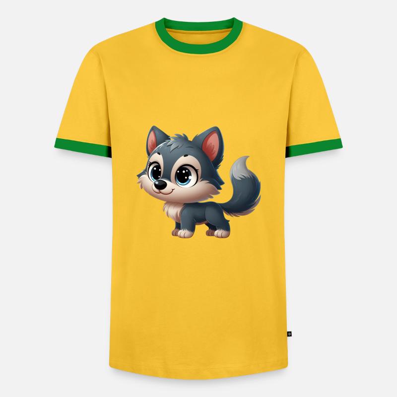 Wolf 3 - Men's Ringer Shirt - yellow/green