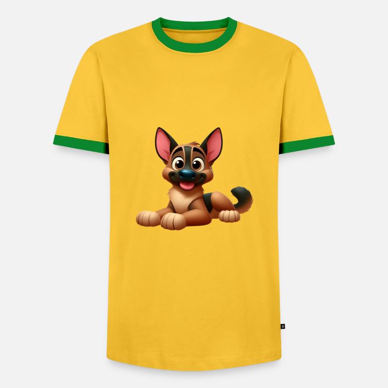 German Shepherd 15 - Men's Ringer Shirt - yellow/green 