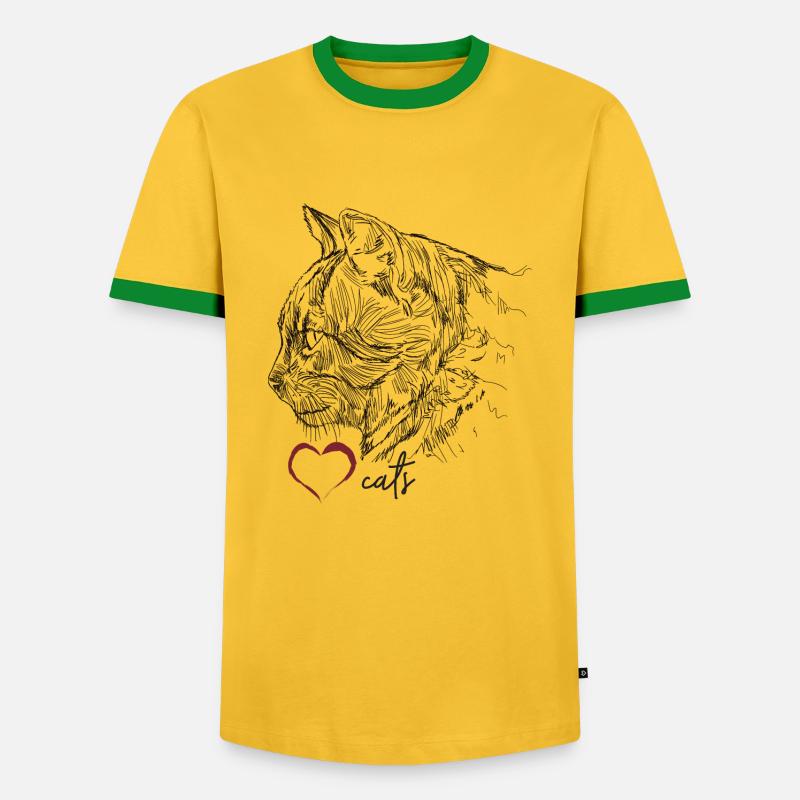 cat face - Men's Ringer Shirt - yellow/green
