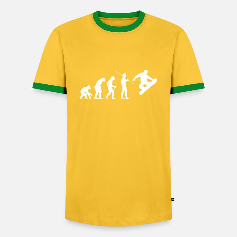 Snowboard Evolution - Männer Kontrast-T-Shirt - Gelb/Grün 