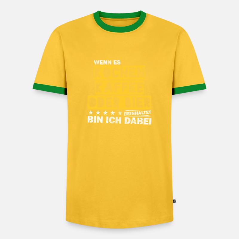 Kochen Kaffee oder Bier Junggesellenabschied - Männer Kontrast-T-Shirt - Gelb/Grün