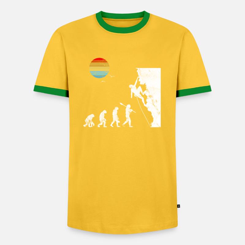 Klettern Bouldern Evolution - Männer Kontrast-T-Shirt - Gelb/Grün 