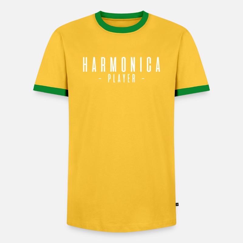 Harmonica player gift harmonica - Men's Ringer Shirt - yellow/green