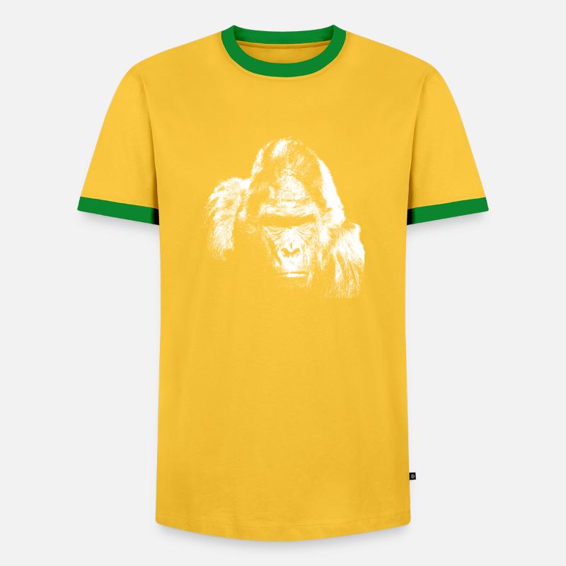 Gorilla silverback monkey - Men's Ringer Shirt - yellow/green 