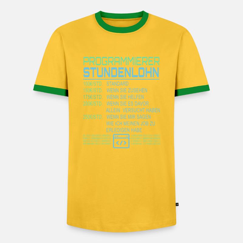 Programmierer Stundenlohn - Männer Kontrast-T-Shirt - Gelb/Grün 