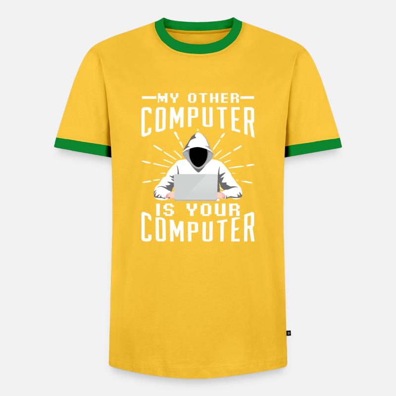 Hacker Computer - Männer Kontrast-T-Shirt - Gelb/Grün 