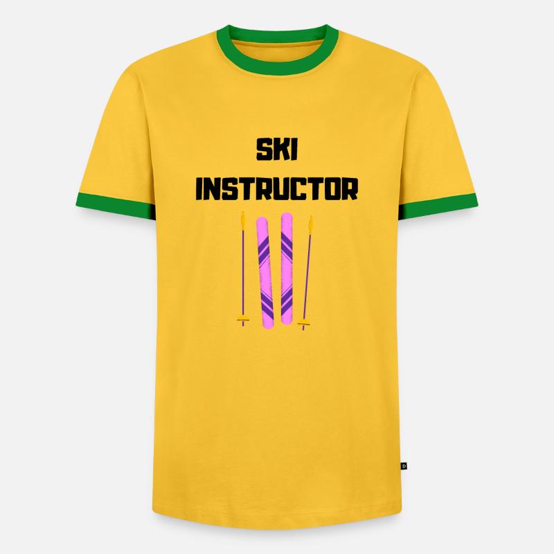 Ski Instructor - Men's Ringer Shirt - yellow/green
