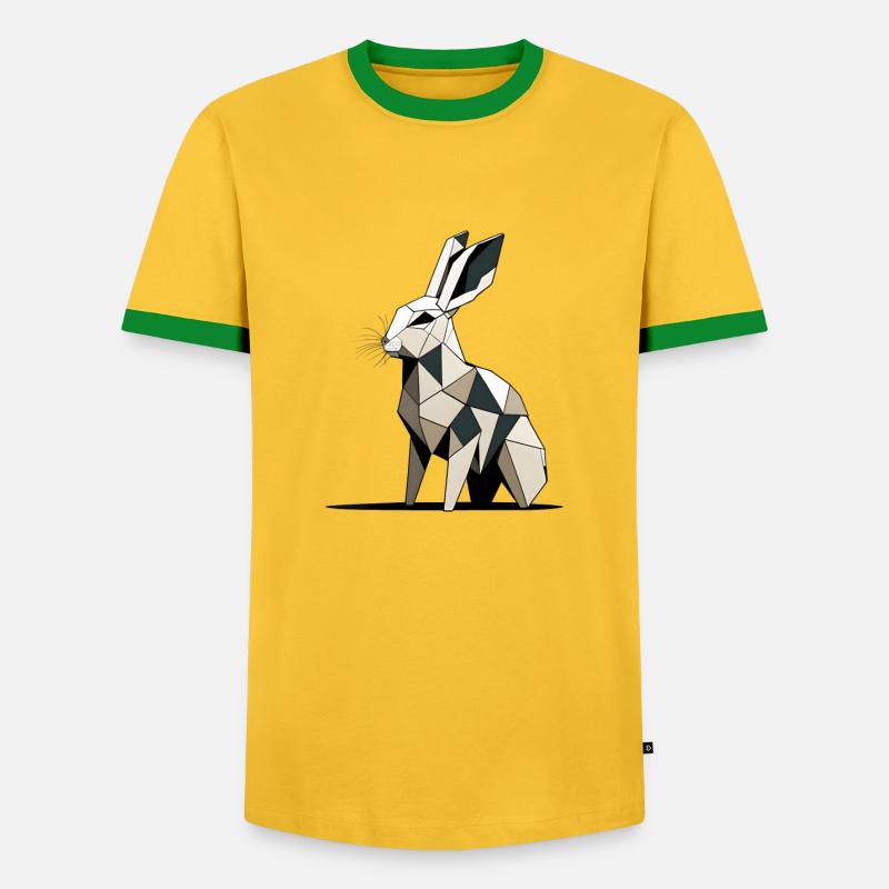 Polygon Rabbit - Men's Ringer Shirt - yellow/green 