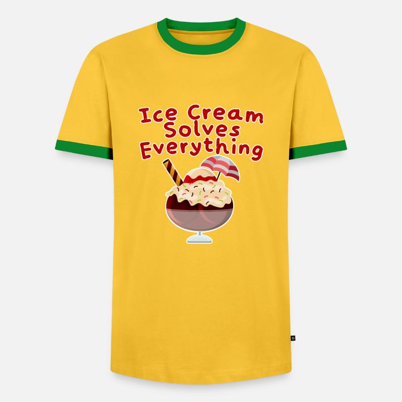 Ice Cream Solves Everything 4 - Männer Kontrast-T-Shirt - Gelb/Grün