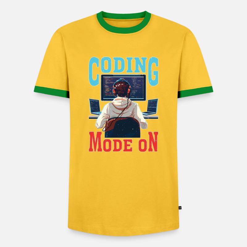 Coding Mode On - Männer Kontrast-T-Shirt - Gelb/Grün 