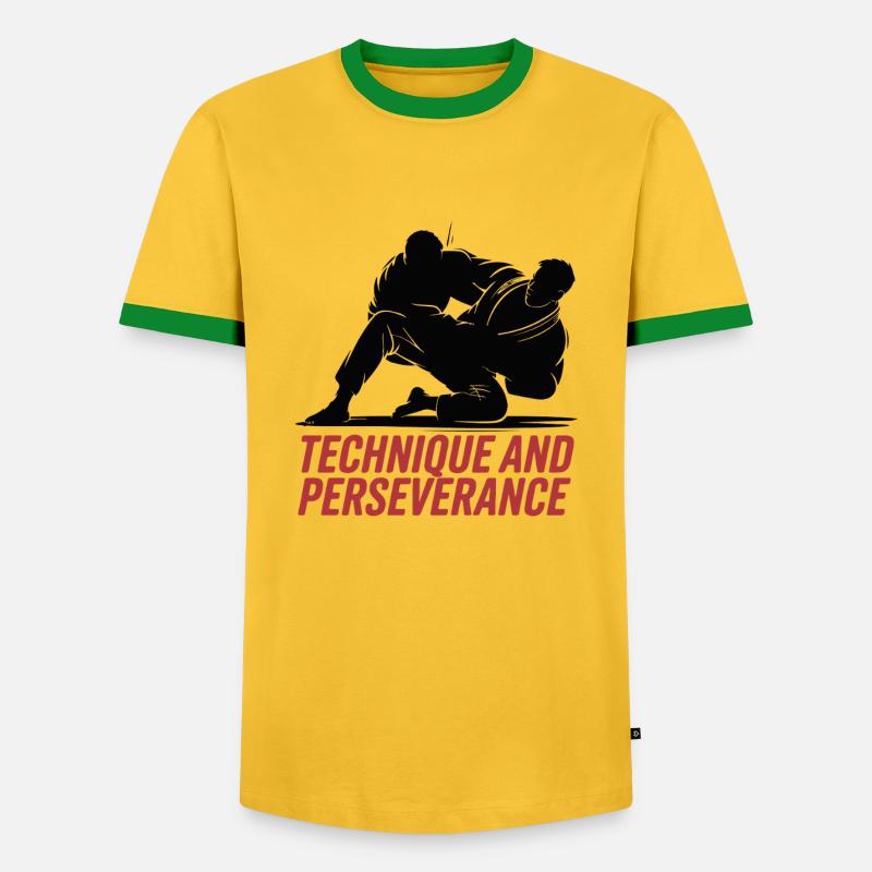 TECHNIQUE AND PERSEVERANCE - Men's Ringer Shirt - yellow/green 