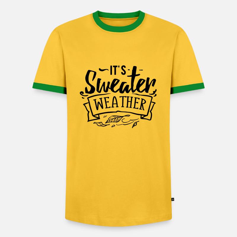 Es ist Pulloverwetter - Männer Kontrast-T-Shirt - Gelb/Grün 