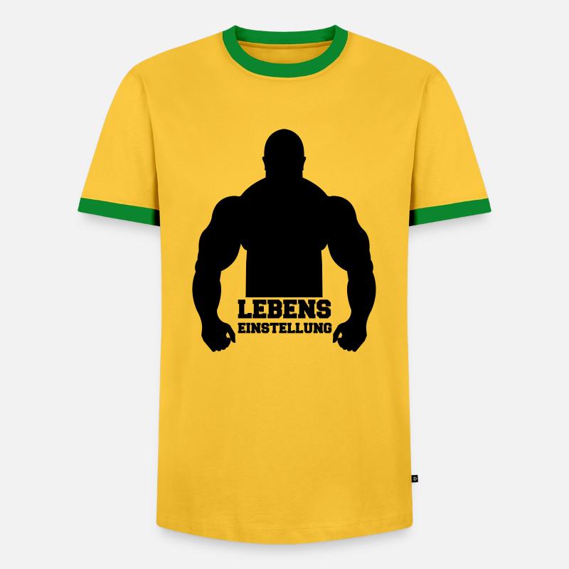 lebens_einstellung - Männer Kontrast-T-Shirt - Gelb/Grün 