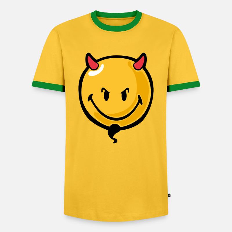 Smiley devil - Männer Kontrast-T-Shirt - Gelb/Grün 