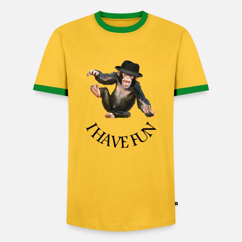 Monkey monkey monkey face - Men's Ringer Shirt - yellow/green 
