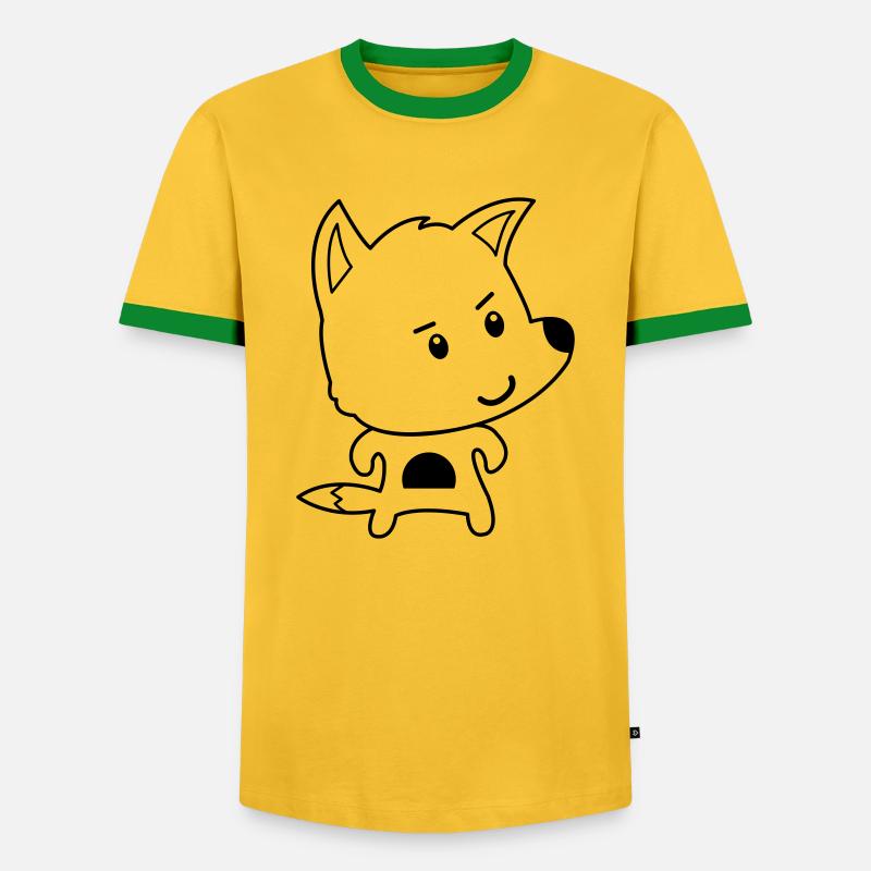 fuchs comic - Männer Kontrast-T-Shirt - Gelb/Grün