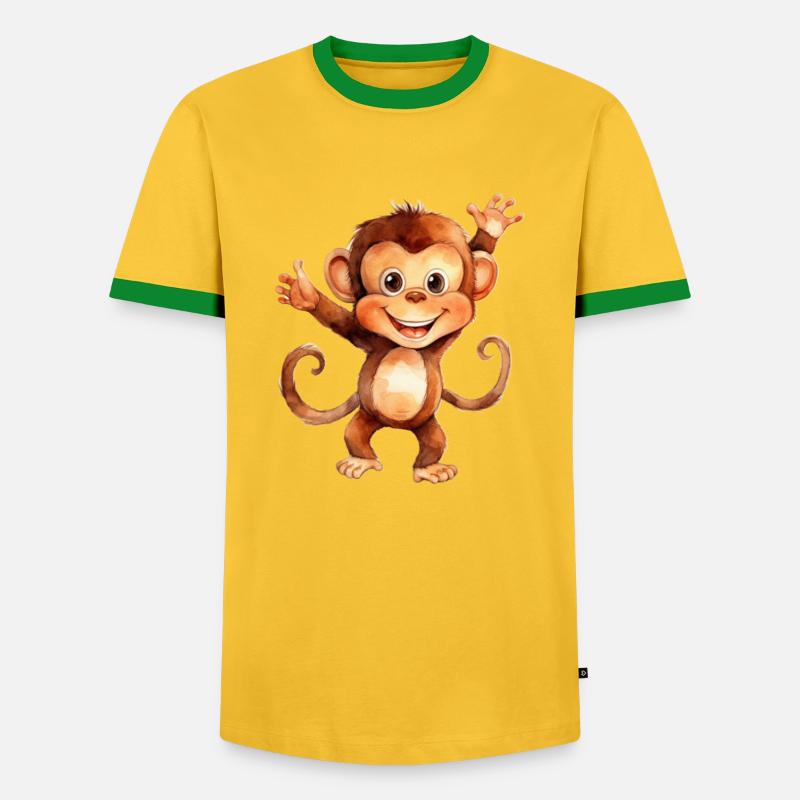 Monkey monkey class - Men's Ringer Shirt - yellow/green