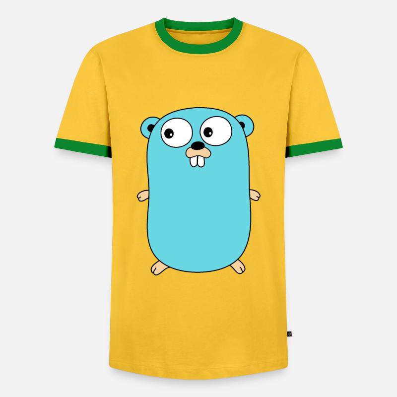 Golang - Gopher - Men's Ringer Shirt - yellow/green