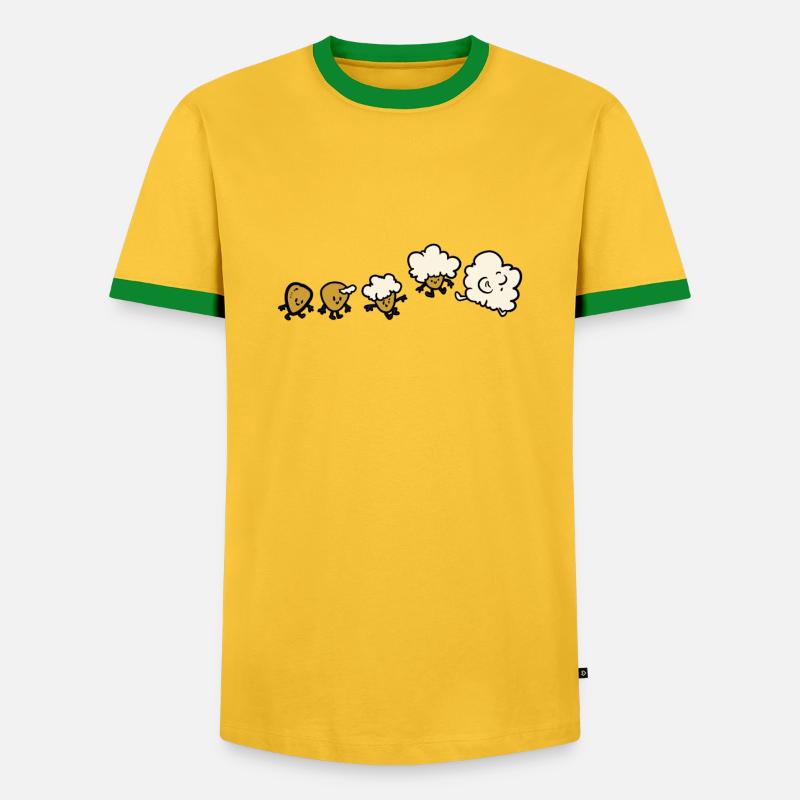 Popcorn Evolution - Männer Kontrast-T-Shirt - Gelb/Grün