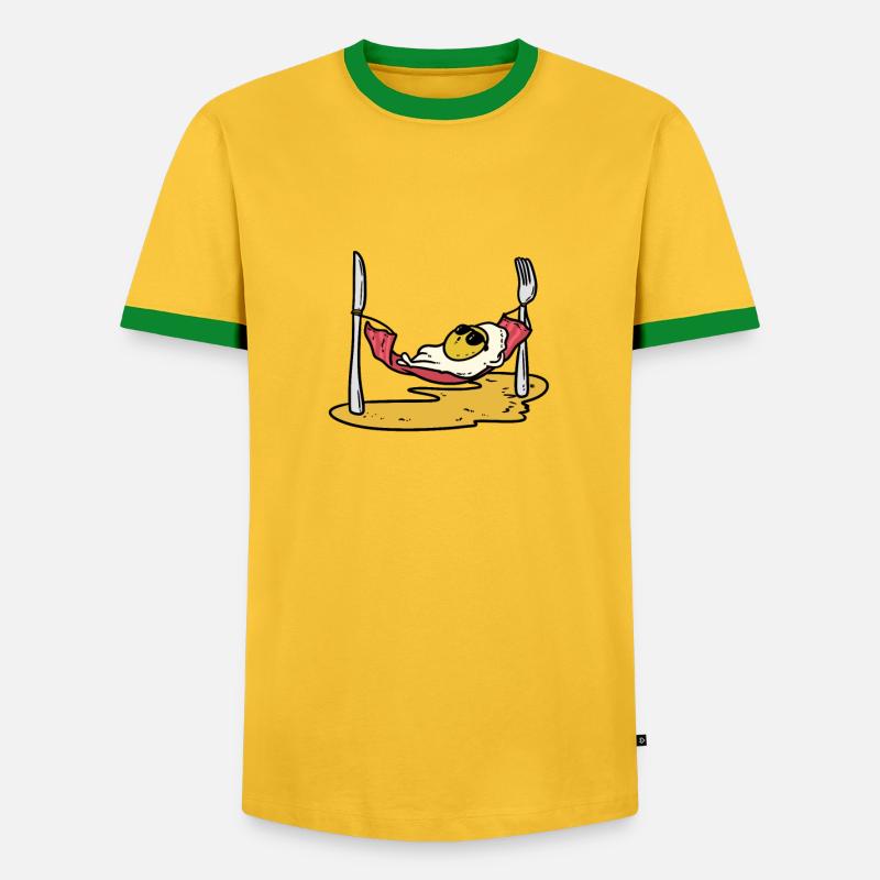 Sunbathing mirror egg - Men's Ringer Shirt - yellow/green 
