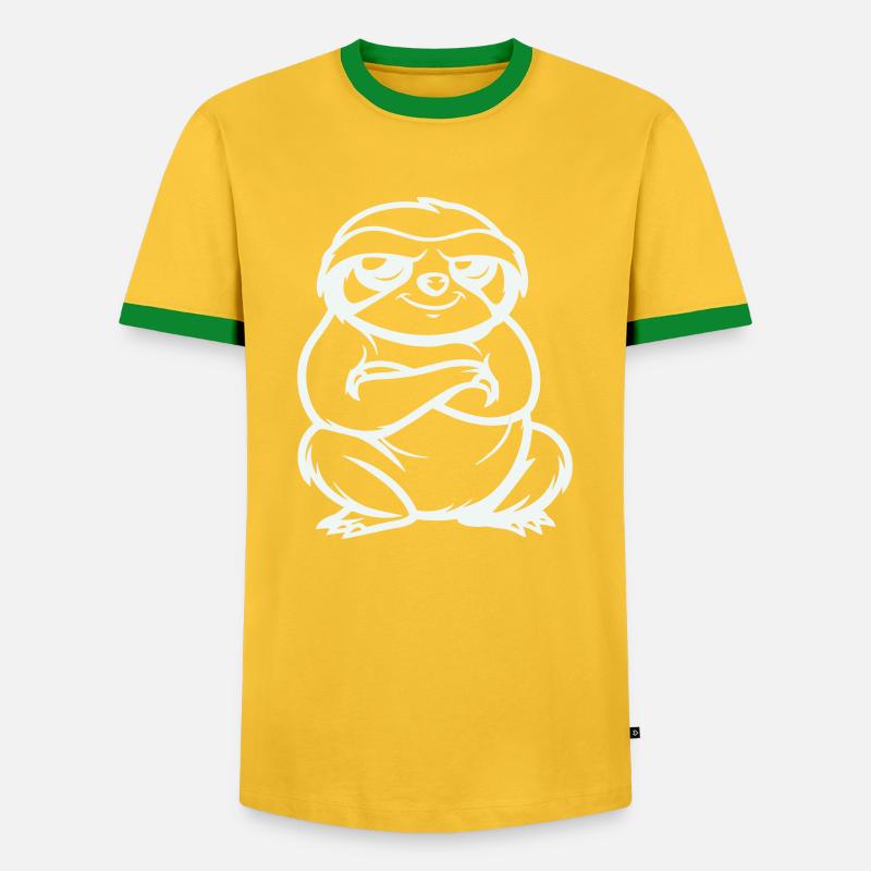 faultier comic - Männer Kontrast-T-Shirt - Gelb/Grün 