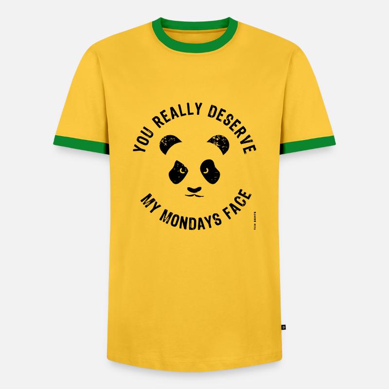 Mondays Face - Men's Ringer Shirt - yellow/green 