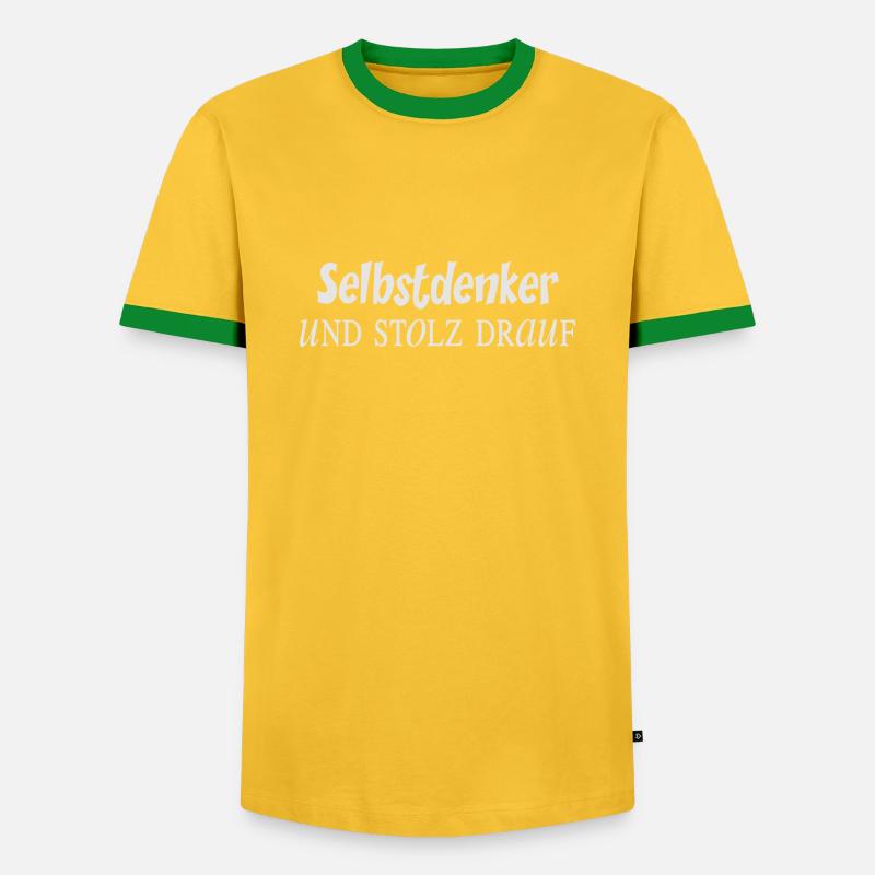 selbstdenker hell 2 - Männer Kontrast-T-Shirt - Gelb/Grün